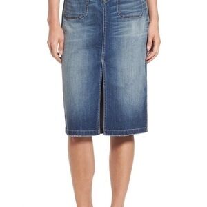 Hinge Denim Midi Acid Washed Skirt Size Medium